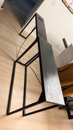 Narrow Console Table with Charging Station, Slim Sofa Table Behind Couch