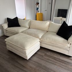 Cream Sectional Sofa With Ottoman