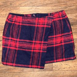 H&M Divided Red Plaid Mini Skirt