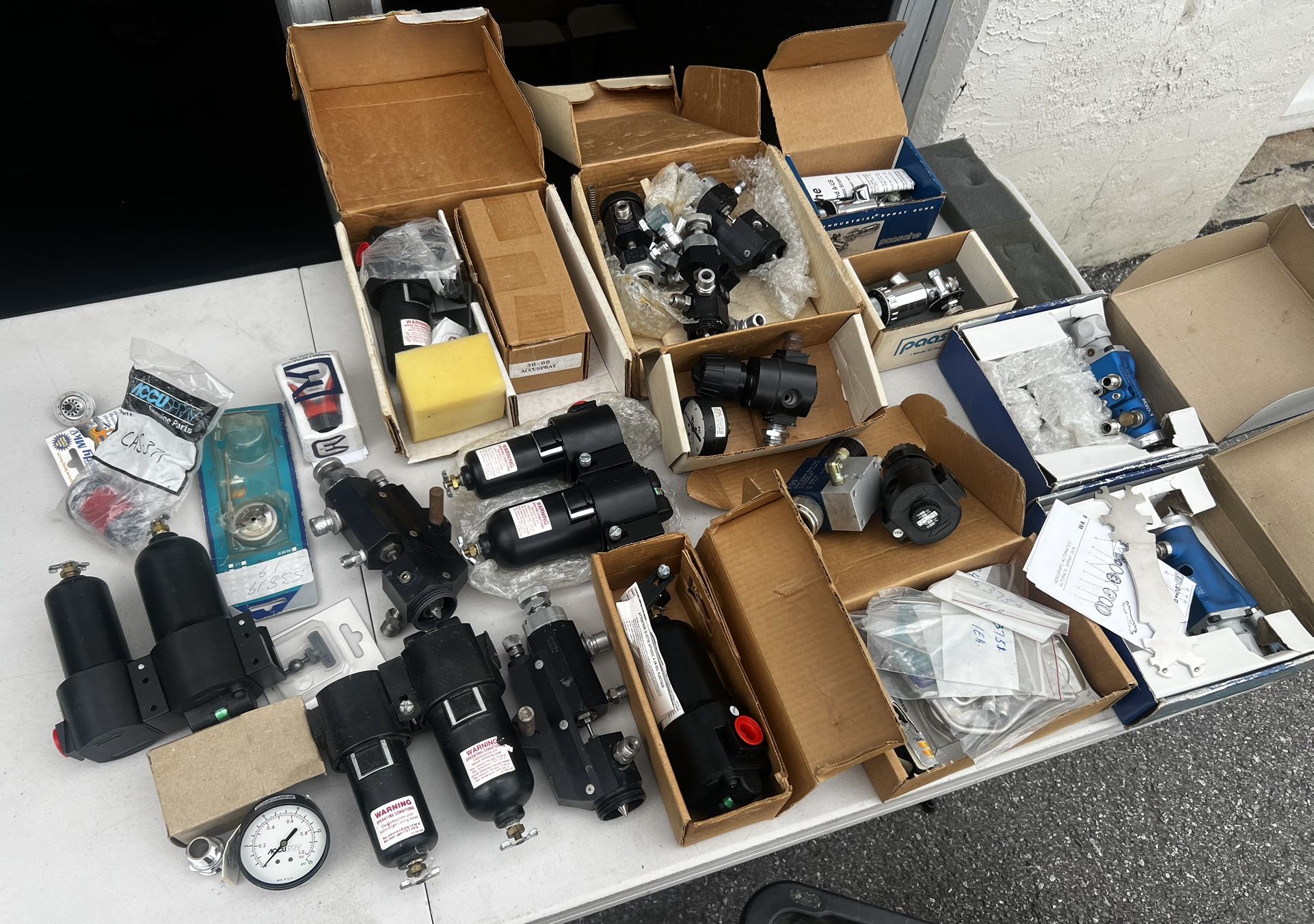 Large Lot of Vintage Paasche and Walcom Spray Gun Parts and Accessories