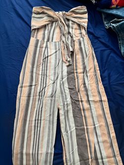 Gypsies & Moondust Striped Strapless Tie-Waist Jumpsuit