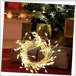 Merry Brite 50LED Tree Lights Timer Auto On/Off Clear Wire Christmas Lights,8 Modes Fairy Lights Indoor Outdoor Light   LED String Light Warm White 