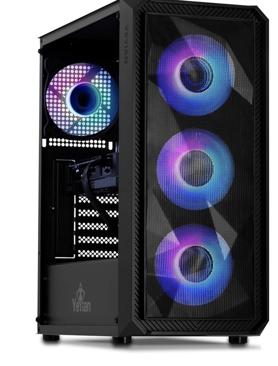 YEYIAN Tanto Pre Built Gaming PC Desktop Computers – Intel Core i5 12400F 4.4 GHz, RTX 4060, 1TB NVME SSD, 16GB DDR4 RAM 3200, 650W Gold PSU, Windows