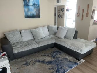 Gray Plush Sectional For Sale.!