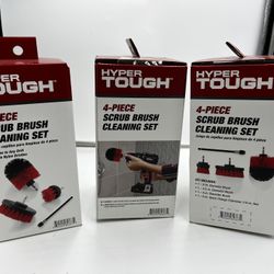 3X 4-Piece Detailing Drill Attachment Scrub Brush Cleaning Set Mo