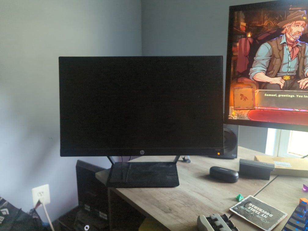 HP Monitor With VGA To USB C Adapter And Power Cable