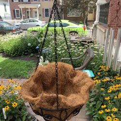 Basket 12 inch Hanging metal Basket with coconut fiber  Liner 
