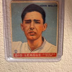 A 1933 Goudey Big League Chewing Gum card #93 featuring Johnny Welch (Boston Red Sox)