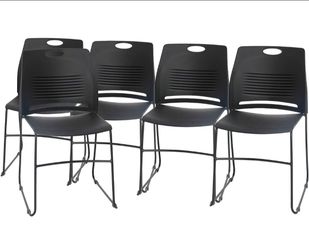 Black Stackable Plastic Chairs Set of 5