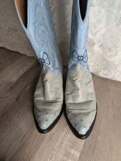 Women's light blue Ostrich boots