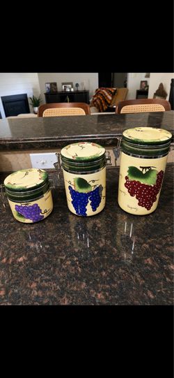Vintage Style Ceramic Canister Set - 3 Piece