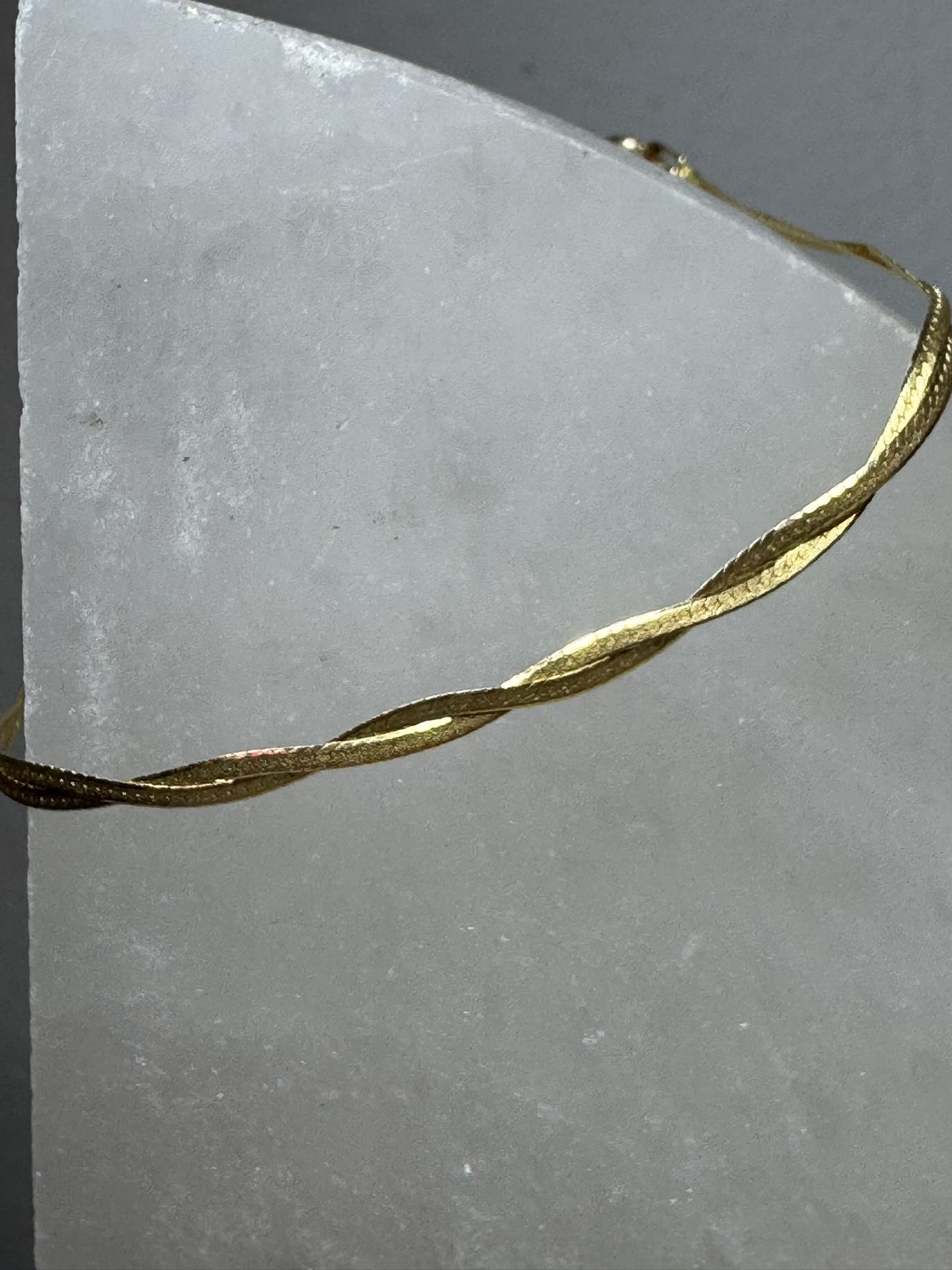 14K Solid Gold 2 Strand Braided Herringbone Bracelet 7” 1.2g