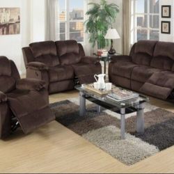 Brand New Brown Motion Reclining 3pc Living Room Set 
