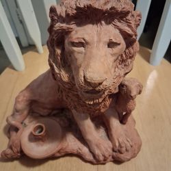 Terracotta Sculture- Lion + Lamb