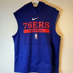 New Nike Mens Philadelphia 76ers NBA Basketball Hooded Sweatshirt BLUE Size M