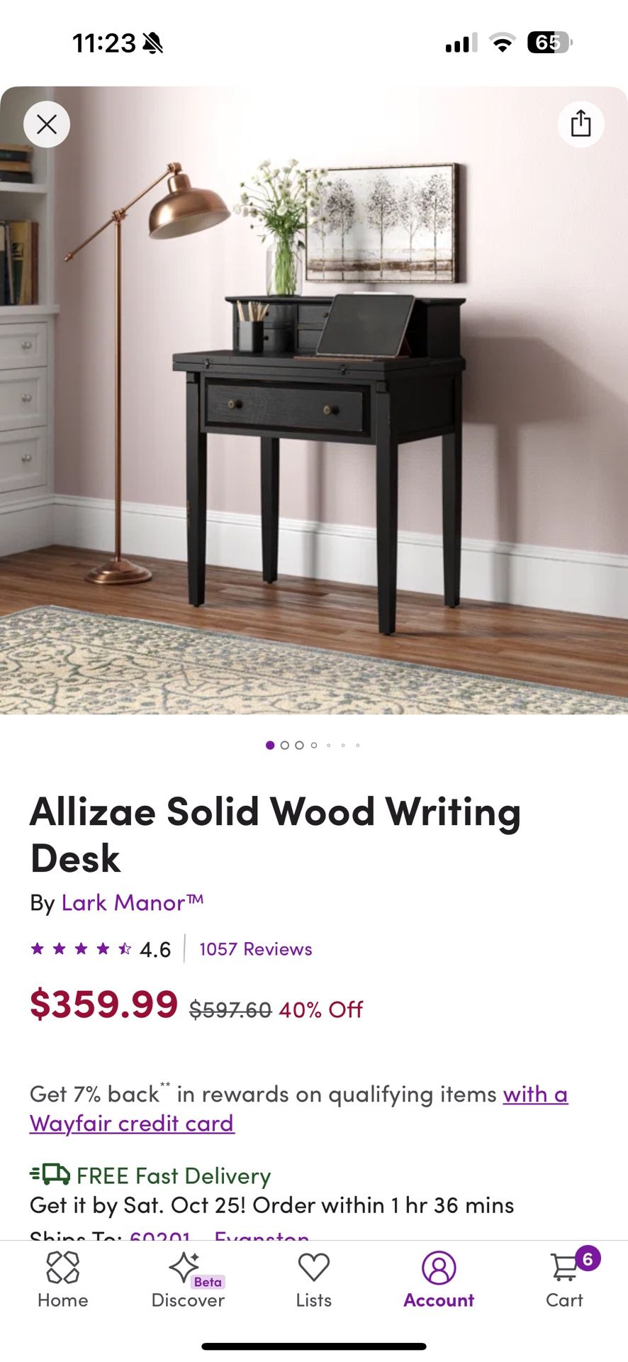Allizae Solid Wood Writing Desk