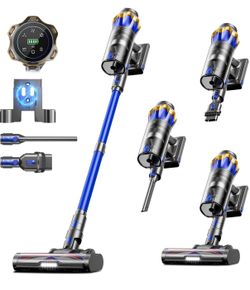 Jellypig Cordless Vacuum Cleaner, Upgraded 650W 55KPA 70Mins Cordless Stick Vacuum Cleaner with Self-Standing and Touch Screen, Anti-tangle Wireless V
