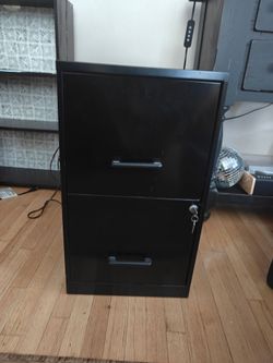 Two drawer file cabinet with lock and key