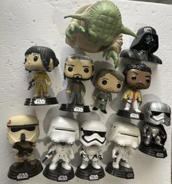 Star Wars Funko Lot Jedi Stormtroopers Yoda Topper Darth Vader Bust Figures