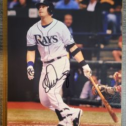 Signed 8x10 Evan Longoria Photograph Tampa Bay Rays 