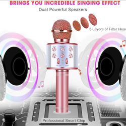 BlueFire 4 in 1 Karaoke Wireless Microphone with LED Lights, Portable Microphone