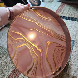 Rose & Gold Faux Agate Tray