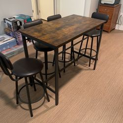 High top Dining Table With 4 Stools