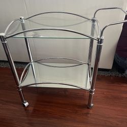 Serving Cart With Mirrored Shelves 