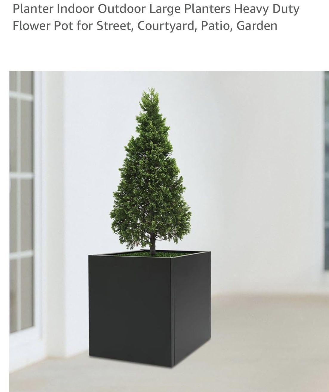 Large Steel Square Planter Boxes 32” Black Pair