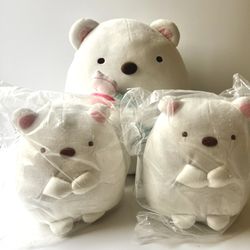 Set of 3 Sumikko Gurashi, Shirokuma Plush (One 15 inch and Two 8 inch)