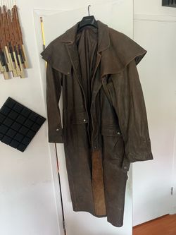 Genuine Leather Trench Coat/Crop Duster