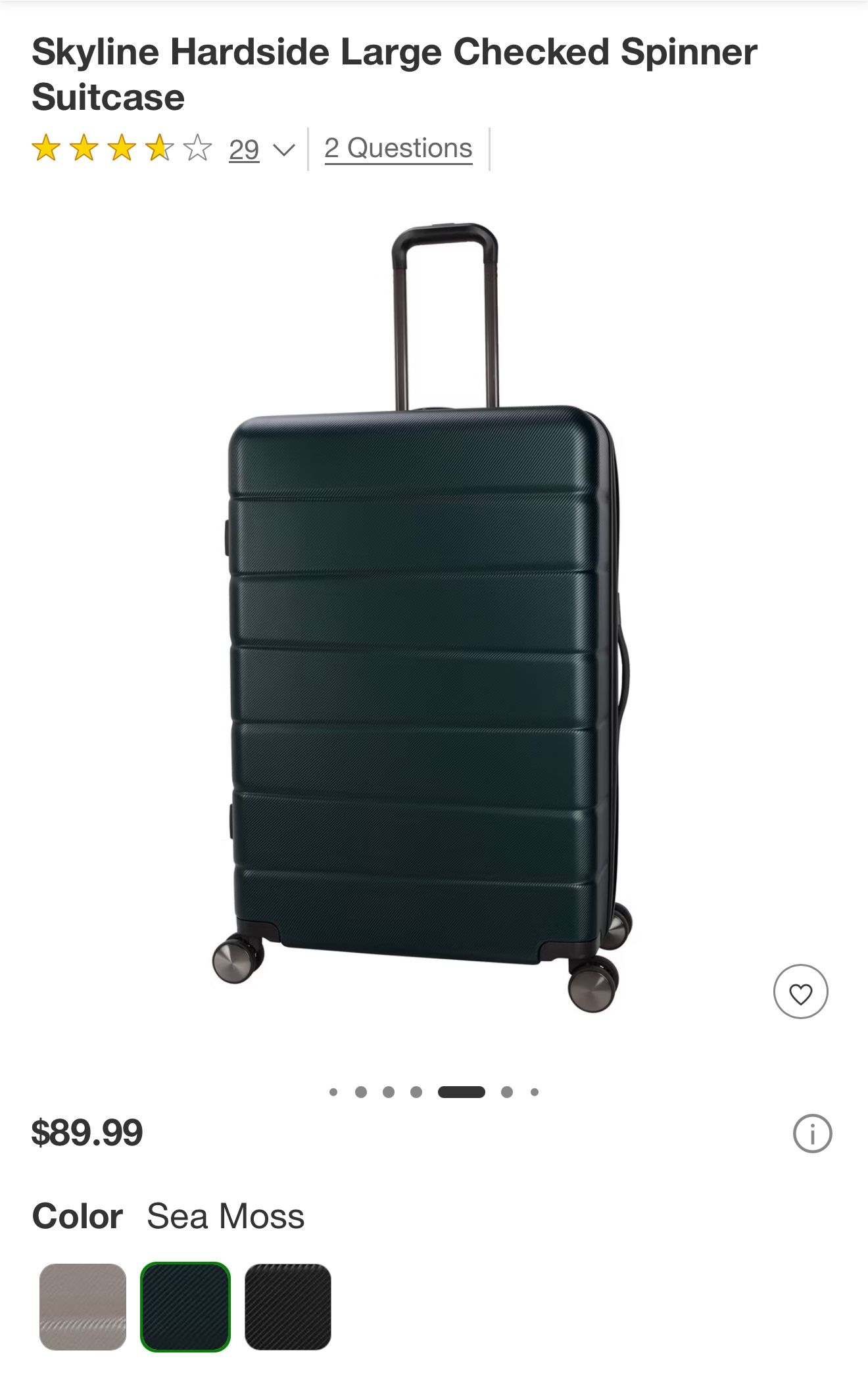 Skyline Hardside Large Checked Spinner Suitcase.