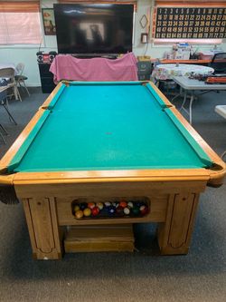 Vintage Global Old Timer Slate 8 Foot Pool Table –Coin Slot Or Free Play Key – Great Condition