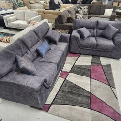2pc Sofa Love Seat Grey 