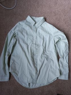 Lululemon Womens Size 4 Full Day Ahead Green Button Up Long Sleeve Top Shirt