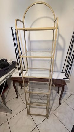 6 tier tempered glass bookcase gold