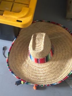 Straw Sombrero Hat with Colorful Trim