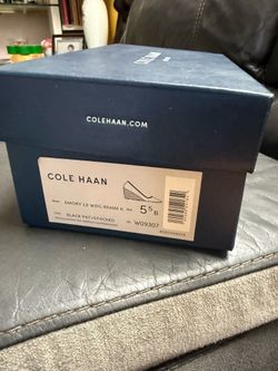 cole haan emory lx wdg 65mm black pat/stacked size 5.5