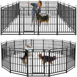 254 Heavy Duty Dog Playpen: 16 Steel Panels 40" Height, Square Steel Pipe with Reinforced Crossbars, 36FT 103 Sq.ft Portable Fence for Yard RV Camping