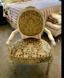 Vintage Louis XVI style oval back armchair