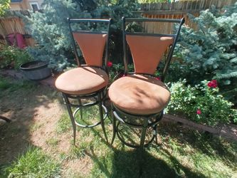 2 Large Bar Stools Rotating Swiveling 45.5" tall. 27" from floor to seat