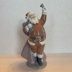 Lladro Spain Porcelain Santa 1(contact info removed) Bell Ringer Figure Excellent w/ Box