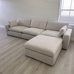 Beige Linen Cloud Couch Sectional (NEW) 