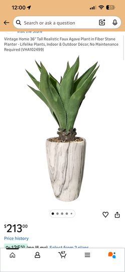 Vintage Home 36" Tall Realistic Faux Agave Plant in Fiber Stone Planter - Lifelike Plants, Indoor & Outdoor Décor, No Maintenance Required (VHA102499)