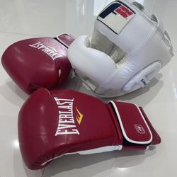 Fighting no contact head gear and Everlast MX fight gloves