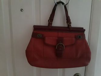 Authentic Leather Coach dark orange color handbag
