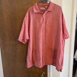 Pink Cubavera button up 3X shirt with bottom pockets