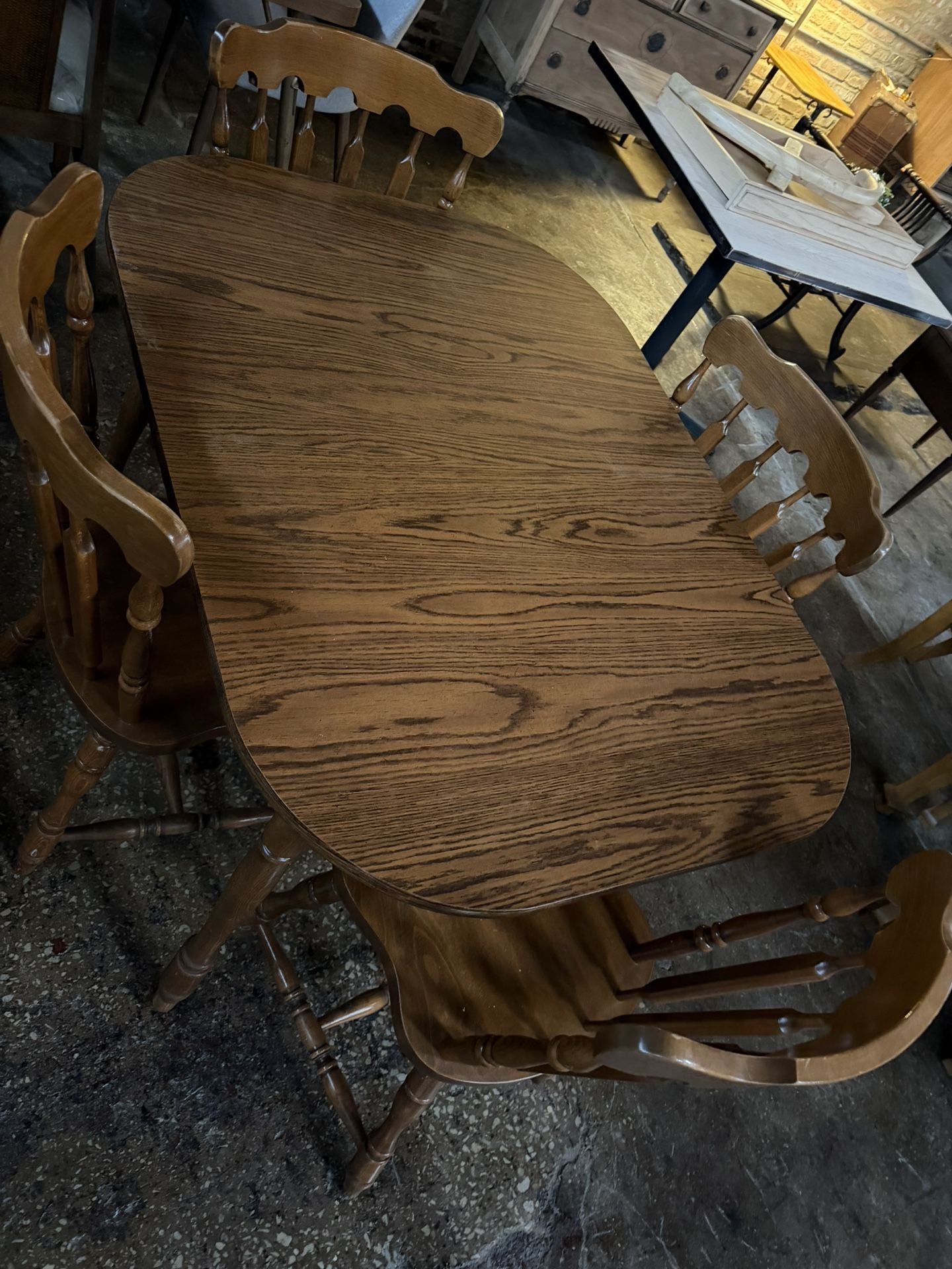 Antique Wooden Table 4 Chairs