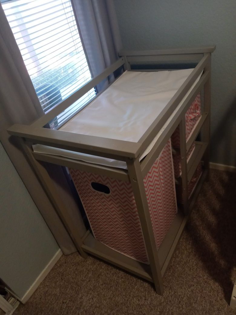 GREY CHANGING TABLE AND STORAGE