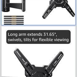 Perlegear Long Arm TV Wall Mount for 26–70 inch TVs up to 100 lbs Full Motion Corner TV Mount with 31.65" Extension, Swivel, Tilt Articulating Arms fo